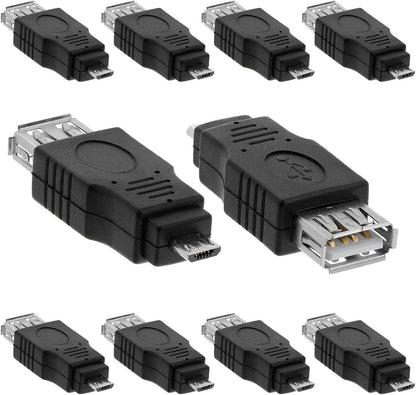 Cmple - [10 Pack Micro USB to USB Adapter Standard USB 2.0 A Female Jack to Micro B Male Plug OTG Connector Converter for Cameras Tablets Phones Dash Cams Transfer Photos to Computer