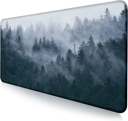 Large Extended Gaming Mouse Pad with Stitched Edges, Non-Slip Waterproof Rubber Base Mouse Pad for Office, Computer, Keyboard, Laptop and Home Desk Pad 35.4 x 15.7 x 0.12 Inch (Grey Forest)