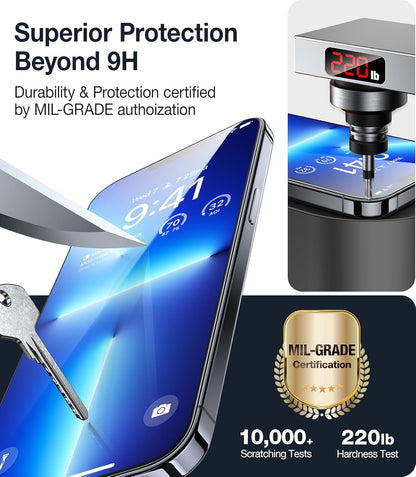 UltraGlass UNBREAK TOP 9H+ Glass for iPhone 13/13 Pro Screen Protector [12FT Military Grade Shatterproof] Screen Protector 13/13 Pro Tempered Glass [Longest Durable & Full Edge Coverage], 2 Pack