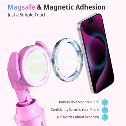 UBeesize Pink 62'' Magnetic Selfie Stick & Phone Tripod with Remote Shutter