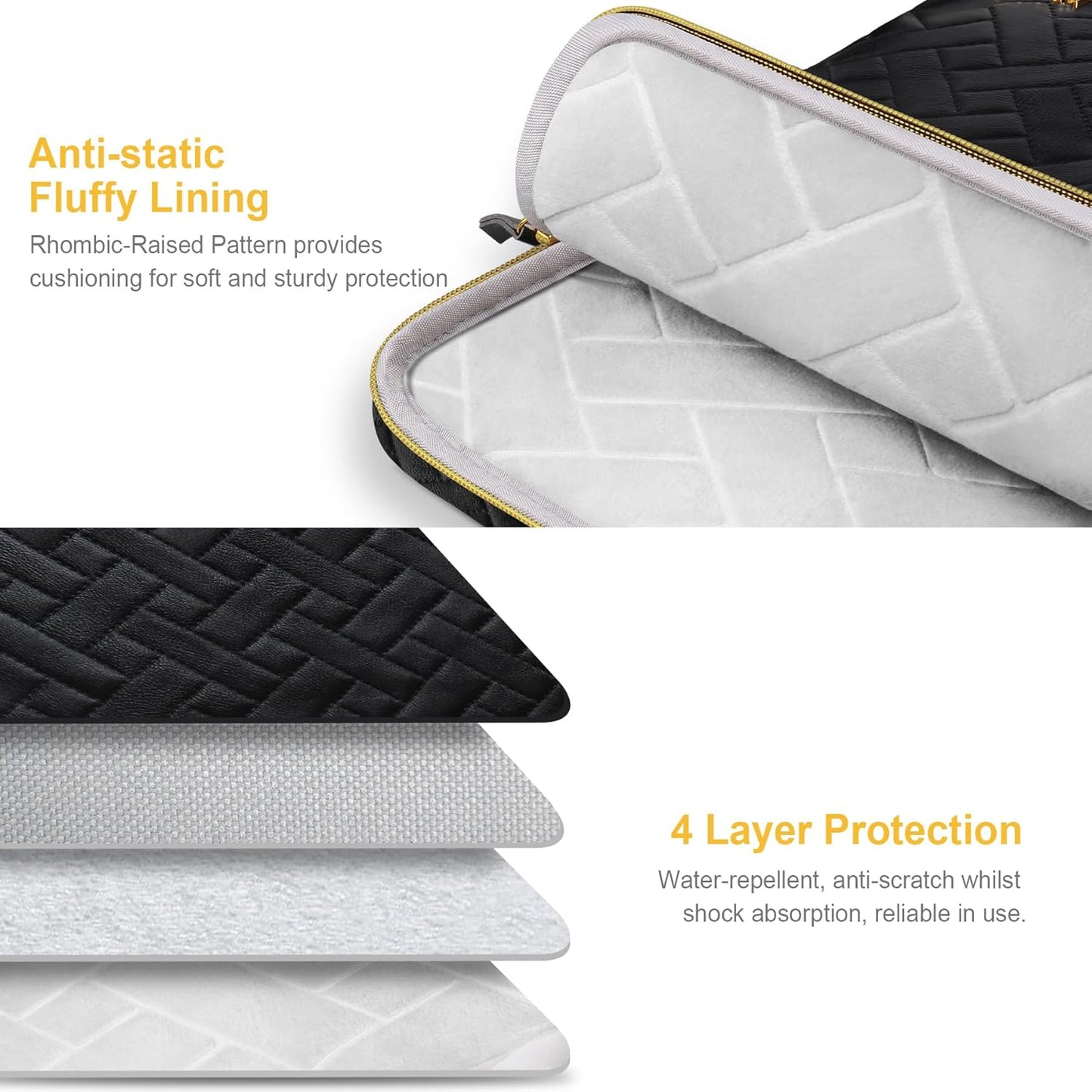 Lacdo Laptop Sleeve Case for 15 inch New MacBook Air M4 A3241 2025, M3 A3114, M2 A2941 2024-2023, 15 inch MacBook Pro A1990 A1707, Dell XPS 15 Plus Computer Bag with Accessory Pocket, Elegant Black