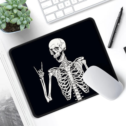 ITNRSIIET Mouse Pad with Stitched Edge Premium Textured Smooth Precise Operation Waterproof Washable Non-Slip Rubber Base Desktop Protection Mat, 10.2×8.3×0.12 inches, Human Skeleton
