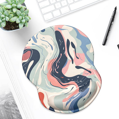 ITNRSIIET Ergonomic Mouse Pad with Gel Wrist Support Small Wrist Rest Smooth Surface Non-Slip PU Base Comfortable Office Supplies Pain Relief, 8.7 x 7.2 inches, Art Style Pattern