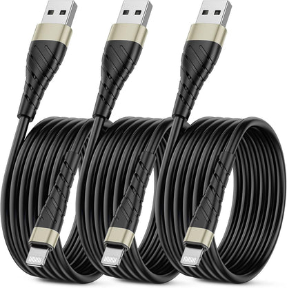 OIITH MFi Certified for iPhone Charger Cable 3 Pack 10 Ft, Extra Long for Lightning Charging Cord, Fast 2.4A for iPhone USB Cord Compatible with iPhone12/11/XS/Max/XR/X/8/8P/7P/6/iPad - Gold