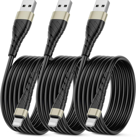 OIITH MFi Certified for iPhone Charger Cable 3 Pack 10 Ft, Extra Long for Lightning Charging Cord, Fast 2.4A for iPhone USB Cord Compatible with iPhone12/11/XS/Max/XR/X/8/8P/7P/6/iPad - Gold