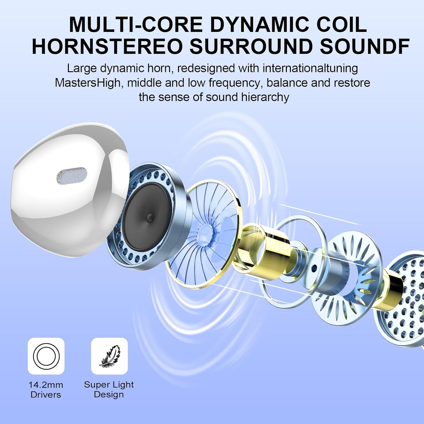 Wireless Earbuds, Bluetooth Headphones 48H Playtime Ear Buds with LED Power Display, IPX7 Waterproof Bluetooth 5.4 Earphones in-Ear Earbuds with 4 Mic for Android iOS Cell Phone Laptop, Silver