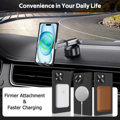 Designed for iPhone 15 Case Compatible with Magsafe Cover Camera Lens Protector Military Grade Protection Shockproof Soft TPU Slim Magnetic Phone Case for iPhone 15 Black