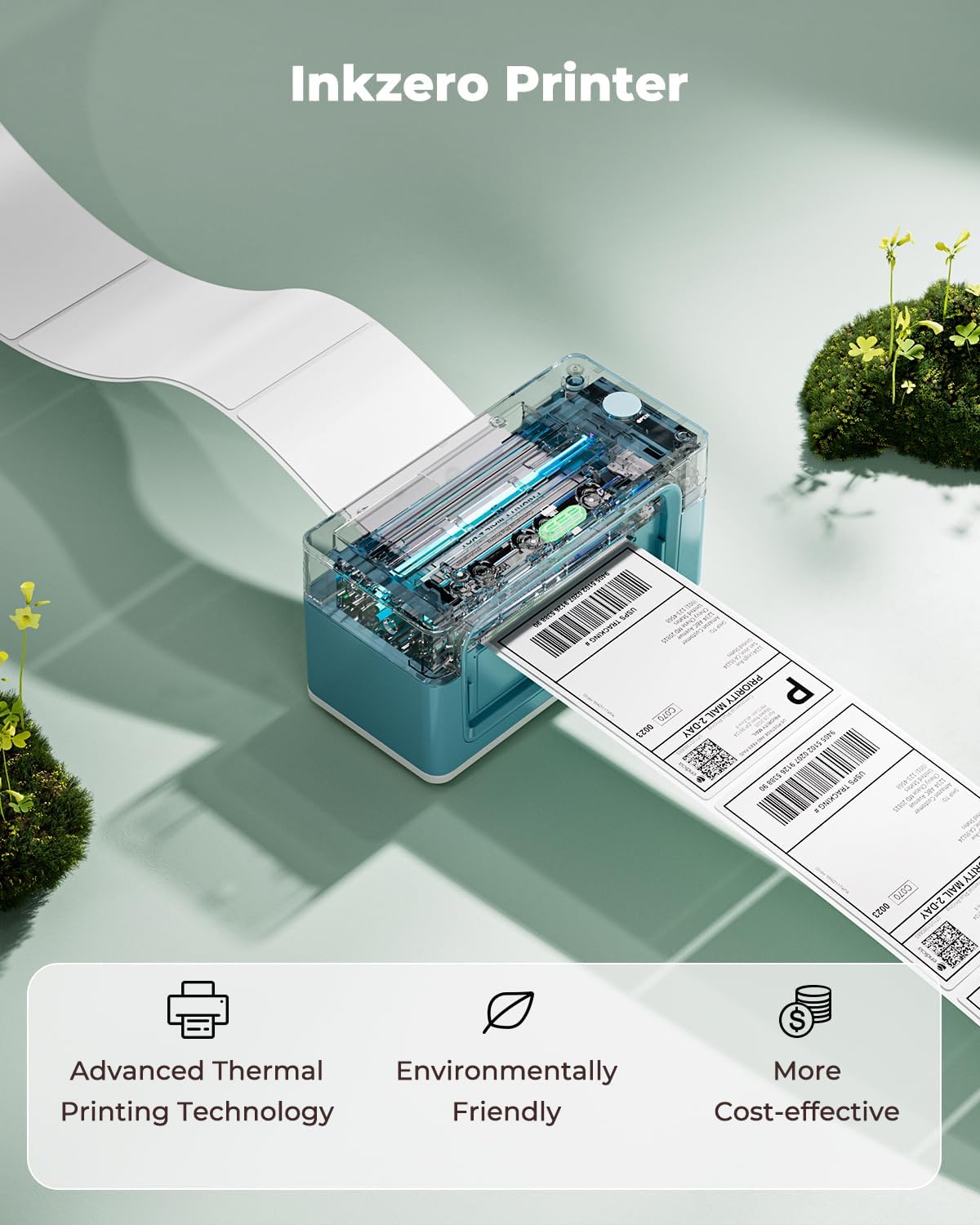 MUNBYN Bluetooth Thermal Label Printer 941B, Wireless 300DPI 4x6 Shipping Label Printer for Small Business, Compatible with Windows, Mac, iPhone, Android, PC, Ebay, Amazon, Shopify, Etsy, USPS (Green)