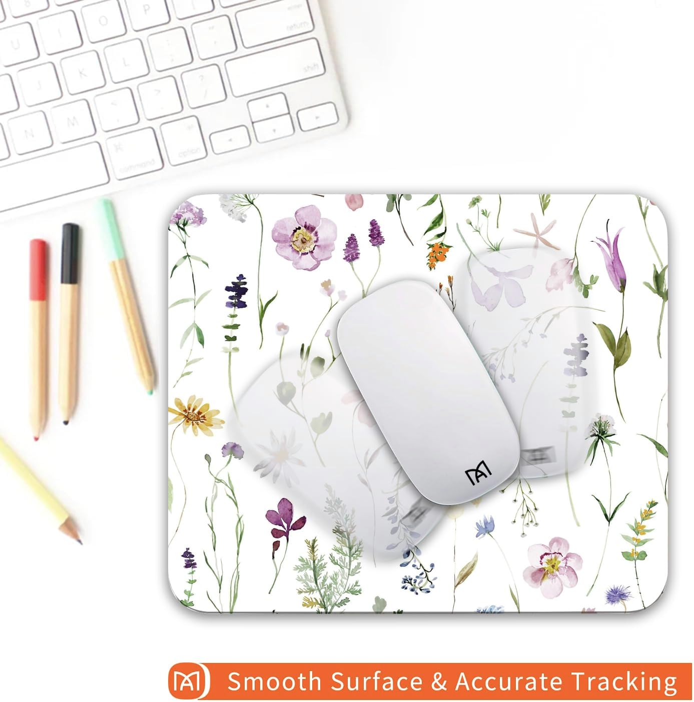 Square Mouse Pad Beautiful Flowers Plants, Personalized Premium-Textured Custom Mouse Mat Design, Washable Mousepad Cloth, Non-Slip Rubber Base Computer Mouse Pads for Wireless Mouse