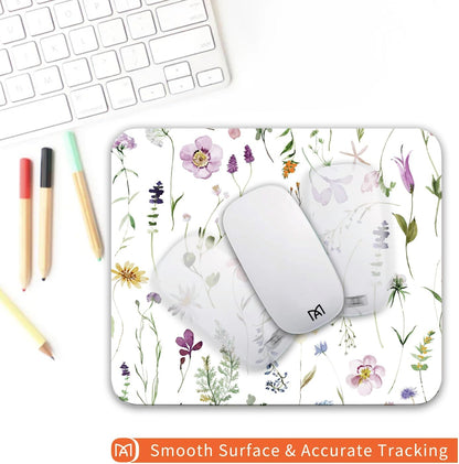 Square Mouse Pad Beautiful Flowers Plants, Personalized Premium-Textured Custom Mouse Mat Design, Washable Mousepad Cloth, Non-Slip Rubber Base Computer Mouse Pads for Wireless Mouse