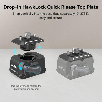 SmallRig Quick Release Plate with 1/4" Screw, HawkLock Quick Release Top Plate for Stabilizer, Action Camera, Monitor, LED Light, QR Top Plate for SmallRig HawkLock Quick Release System - 3730C
