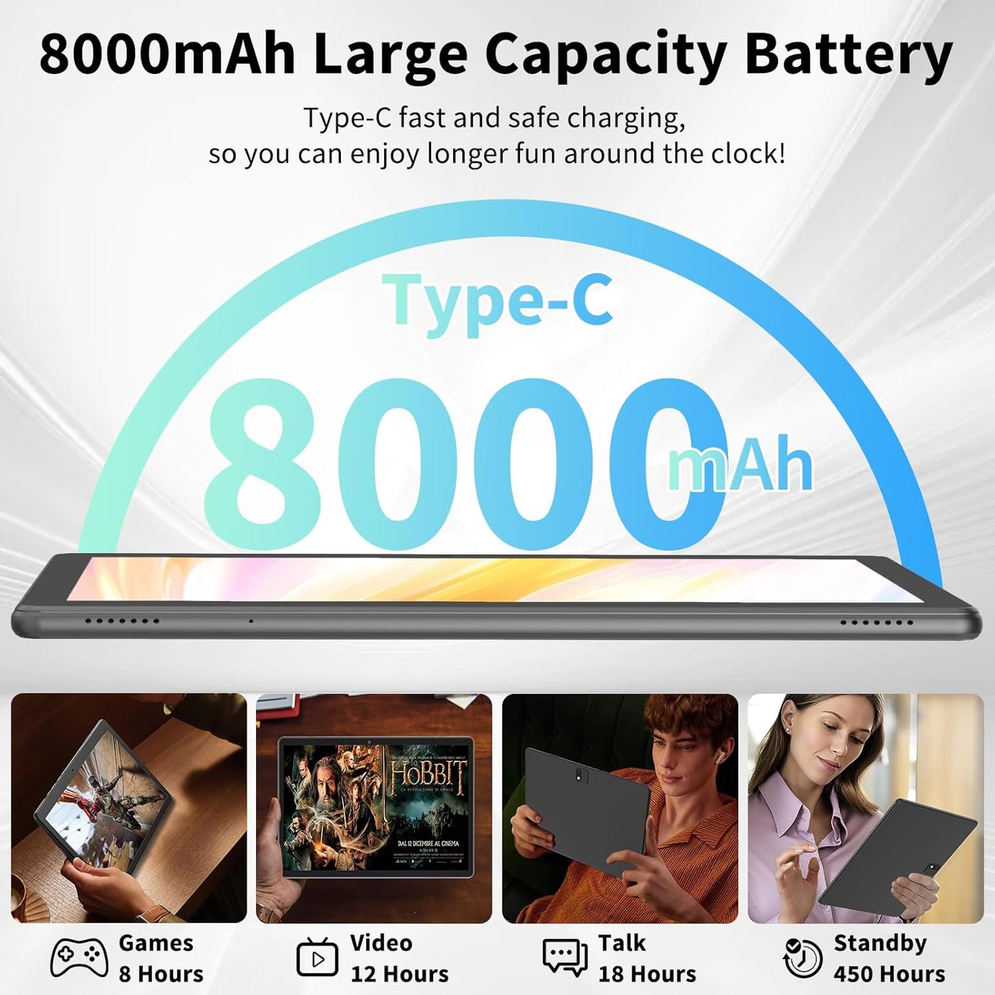 2025 Tablet, Android 14 Tablets 10 inch with Keyboard, 26GB RAM+256GB ROM(2TB Expand), 2-in-1 Tablets with 8-Core, 8000mAh, 5G WiFi, Widevine L1, GMS, with Case, Keyboard, Mouse, Stylus (Pink)