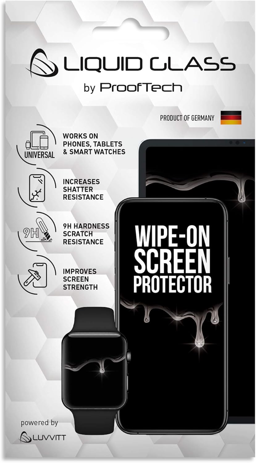 LUVVITT Liquid Glass Screen Protector Scratch and Shatter Resistant Wipe On Nano Protection for All Phones Tablets Smart Watches - Universal