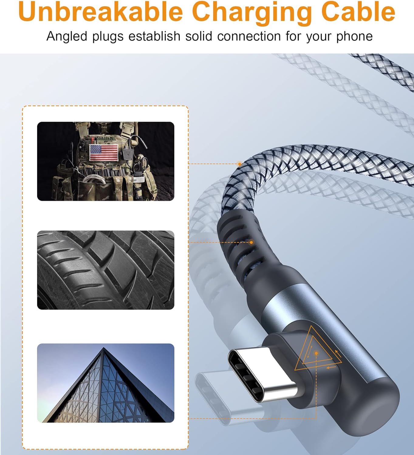 USB C Cable Right Angle [2-Pack, 5FT+5FT], USB Type C iPhone 16 Charger Cable Nylon Braided Cord for iPhone 15 16 pro max Plus Samsung Galaxy S25 S24 S23 S22 S21 S10 S9 S8 Note 20 10 9 8,LG,Moto,PS5