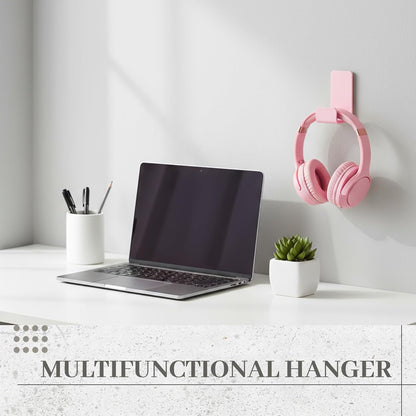 Weewooday 4 Pieces Headphone Hanger Holder Desk Adhesive Headphone Hook Wall Mount Headset Stand Acrylic Holder with Glues for General Purpose Game Earphone (Pink)