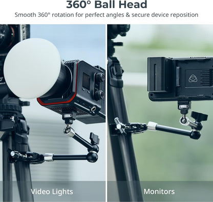 SMALLRIG Magic Arm Crab Claw Clamp, with Anti-Deflection Retractable Pin, 1.5kg Load Capacity for GoPro/for Insta360 / for DJI Action/for DSLR/for Light/for Monitor/for Phone- 5312