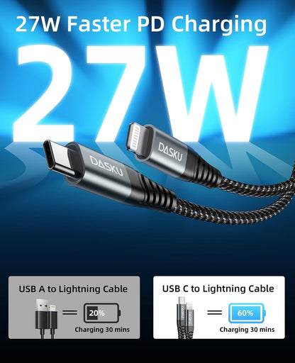 USB C Lightning Cable 3 Pack 3 Ft, iPhone 14 13 Fast Charger Cord [Apple MFi Certified] 3 Foot Type C iPhone Cable Compatible with iPhone 14 13 12 11 Pro Max Mini 8 Plus SE iPad and More