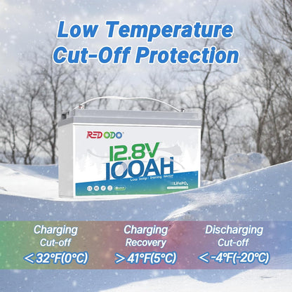 Redodo 12V 100Ah LiFePO4 Battery, Low Temperature Protection, Trolling Motor Battery Group 31 Lithium Battery Built in Upgraded 100A BMS, Ideal for Marine, Boat, RV, Solar and Off Grid