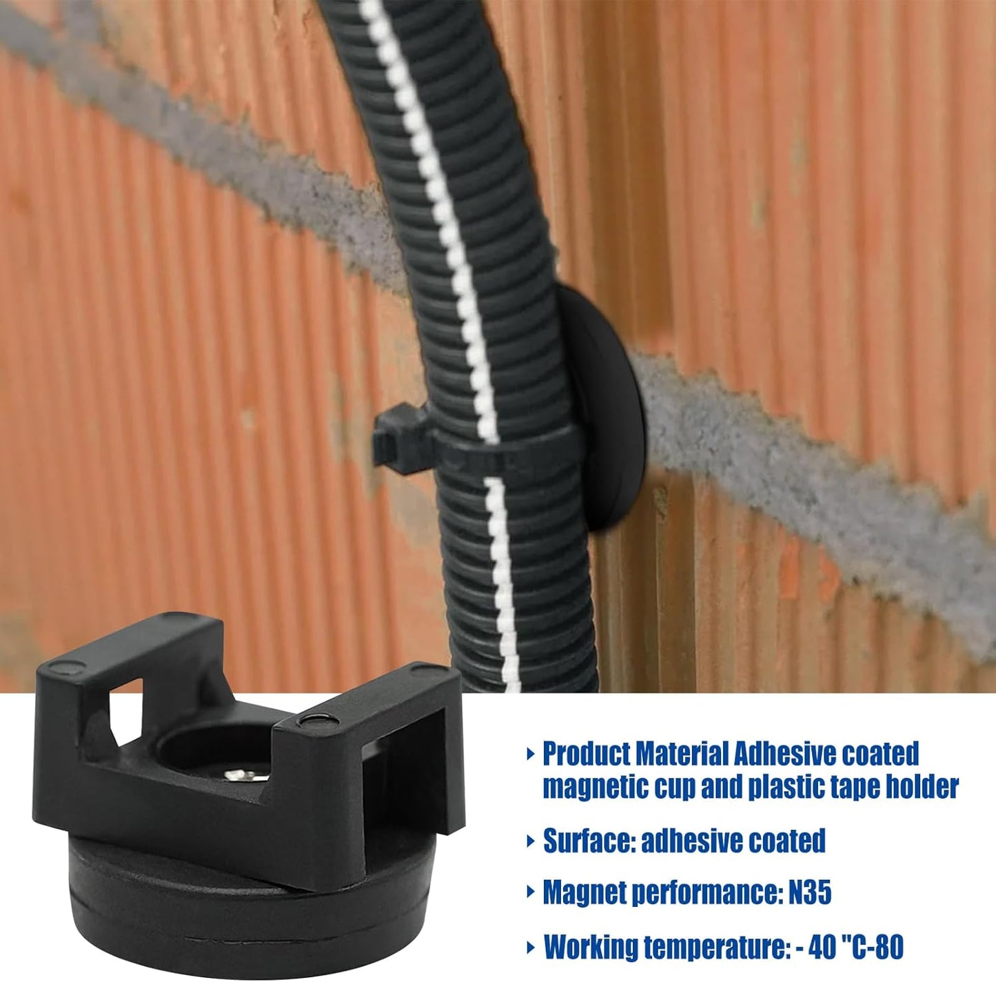 20Pcs Magnetic Cable Zip Tie Base, Multipurpose Cable Ties Mount Wire Clips Management Base,Heavy Duty Wire Cable Holder Supplies for Electrical Cable Wire Organization(Vertical Tension 3.5kg)