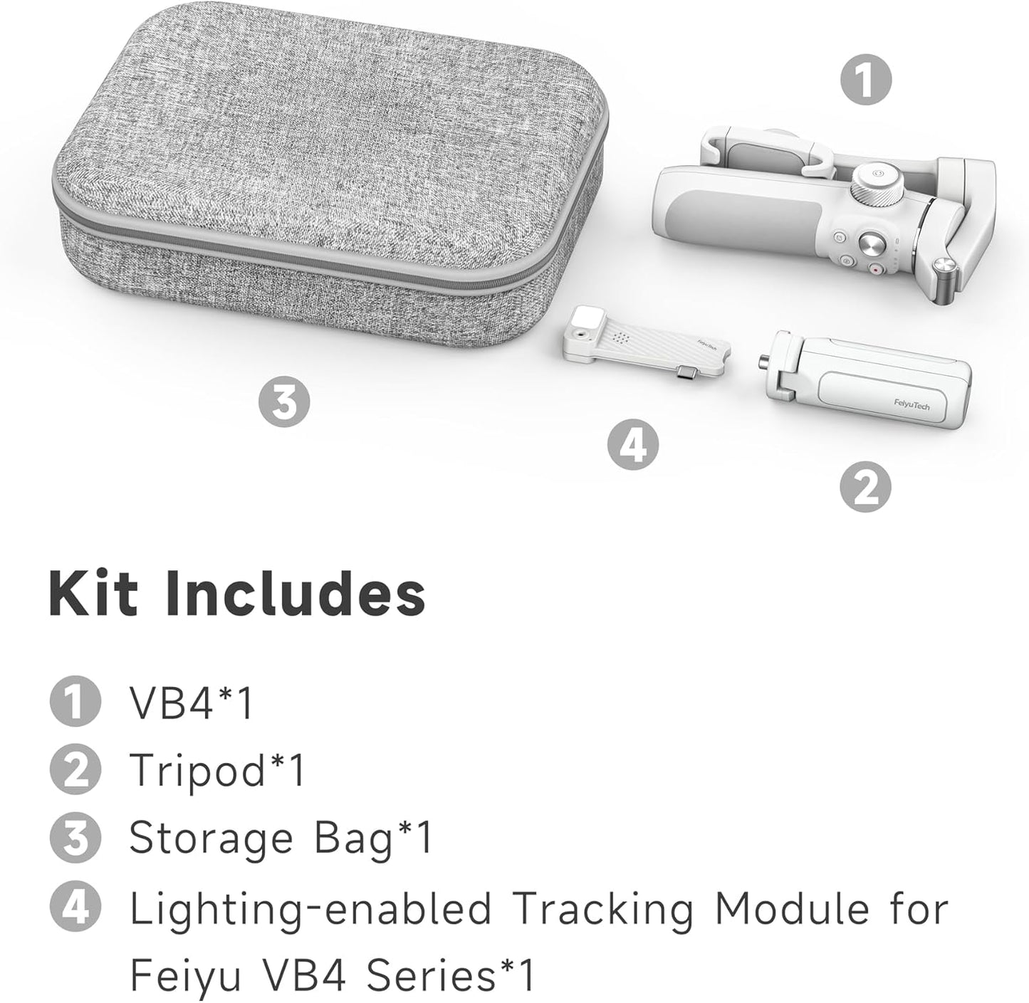 FeiyuTech VB 4 Kit - Smartphone Gimbal with 8.4''Extendable Rod,Bag, Lighting Enabled Tracking Module,Gesture Control, Gimbal Stabilizer for YouTube TikTok Live Video Record,iPhone&Android,Max 0.57lb