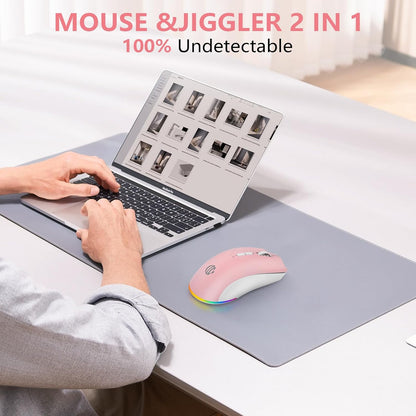 Wireless Bluetooth Mouse, 2.4G and Bluetooth 5.2 Ergonomic Rechargeable USB Optical Mouse, 3 Adjustment DPI， 1600 DPI Dual Mode Silent Wireless Mouse for Mac，Laptop, PC, Windows. (Pink)