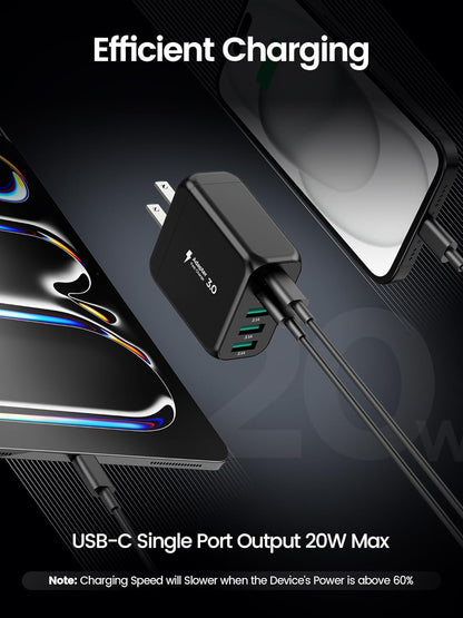 USB C Charger Block, [2-Pack] Type C Charger Fast Charging,50W 5-Port USB Wall Charger Multiport Type C Charging Block Cube for iPhone 16 15 14 13 12 11 Pro Max XS, iPad, Samsung & More