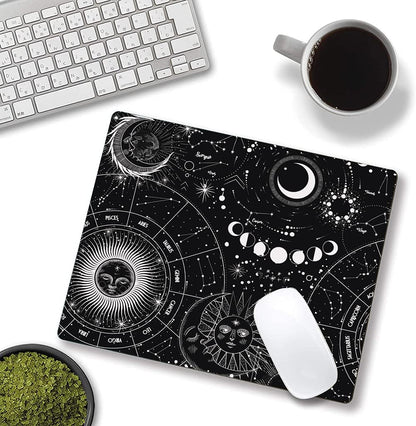 Moon Sun Mouse Pad - Custom Design, Waterproof, Non-Slip Rubber Base, Office Laptop, 9.5"x7.9"x0.12" Inch