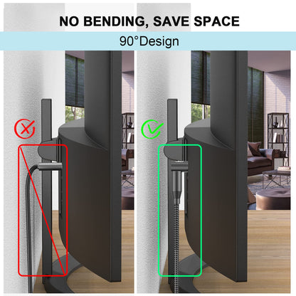 EMK 90 Degree Right Angle Optical Audio Cable [22ft/7M] - 360° Rotatable Digital Toslink SPDIF Cable for Soundbar to TV, Home Theater - Black Fiber Optic Cable with Angled Connector