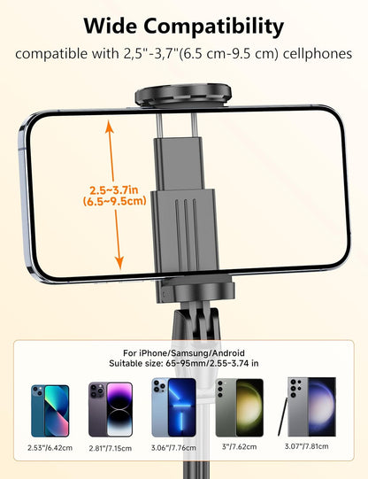 68" Automatic Tripod, Auto-Open Phone Tripod Stand with Magnetic Remote, All-in-1 Extendable Selfie Stick Travel Tripods for Cell Phone 360° Rotate Stable iPhone Selfie Stick for Video Recording