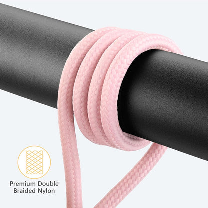 2 Pack 90 Degree iPhone Charger 10Ft Mfi Certified Lightning Cable Right Angle Long Nylon briaded Cord Compatible with Apple iPhone 14 13 12 11 Pro Max XS XR X 8 7 6 5 Plus iPad (Pink)