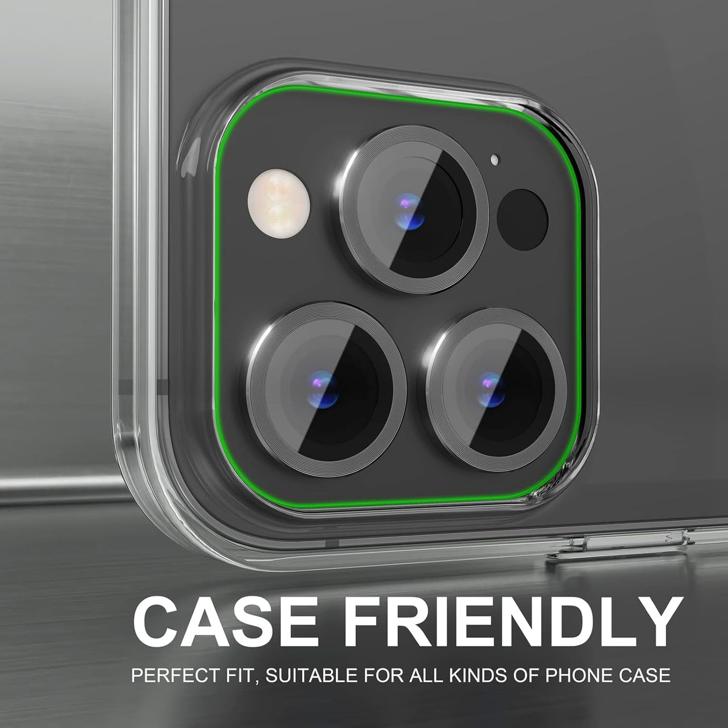 Choiche [3+1 for iPhone 14 Pro/iPhone 14 Pro Max Camera Lens Protector, 9H Tempered Glass Camera Cover Screen Protector Metal Ring Decoration Accessories (Black)