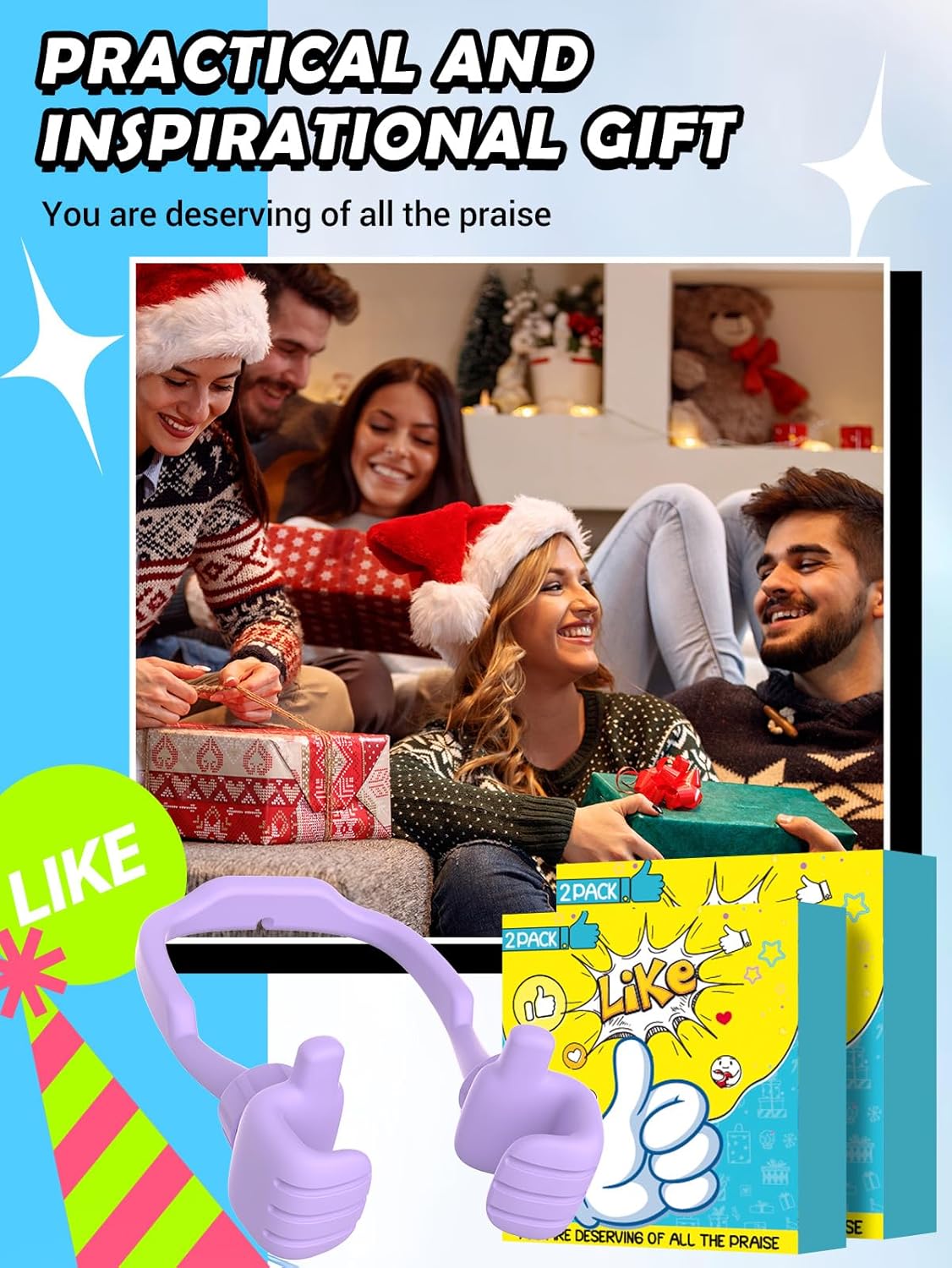 Cell Phone Stand Thumbs Up Lazy Phone Stand - 2 Pack Phone Holder 2025 College Graduation Gifts for Her Him Cellphone iPhone Stand for Desk Birthday Gifts for Teens Girls Boys Adults Women Men Wife