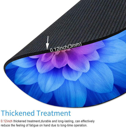 Mouse Pad, Cute Round Mouse Pad with Design, Blue Floral Computer Mouse Mat, Non-Slip Rubber Base Mousepad, Waterproof Women Office Mouse Pads, Flower
