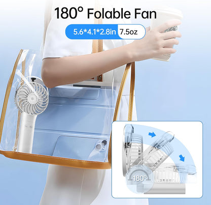 PANERGY Handheld Misting Fan – Rechargeable Battery Operated,Handheld Personal Fan with Mist Spray, Electric Hand Fans, 180° Foldable Mister Fans for Travel, Camping, Disney, Concerts, Office(White)