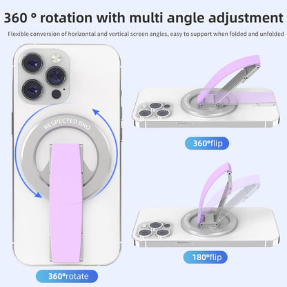 RESPECTED-BRO-Magnetic-Phone-Grip-Stand, Magnetic Phone Ring Holder Kickstand with Silicone Finger Strap, Compatibility for iPhones, Androids, and More (Purple)