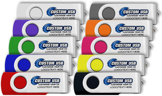 ABLAZE Custom Flash Drive 512MB 100 Pack, Personalized USB Drives Custom USB 2.0 Thumb Drives 100 Pack Memory Stick (Mixcolors)