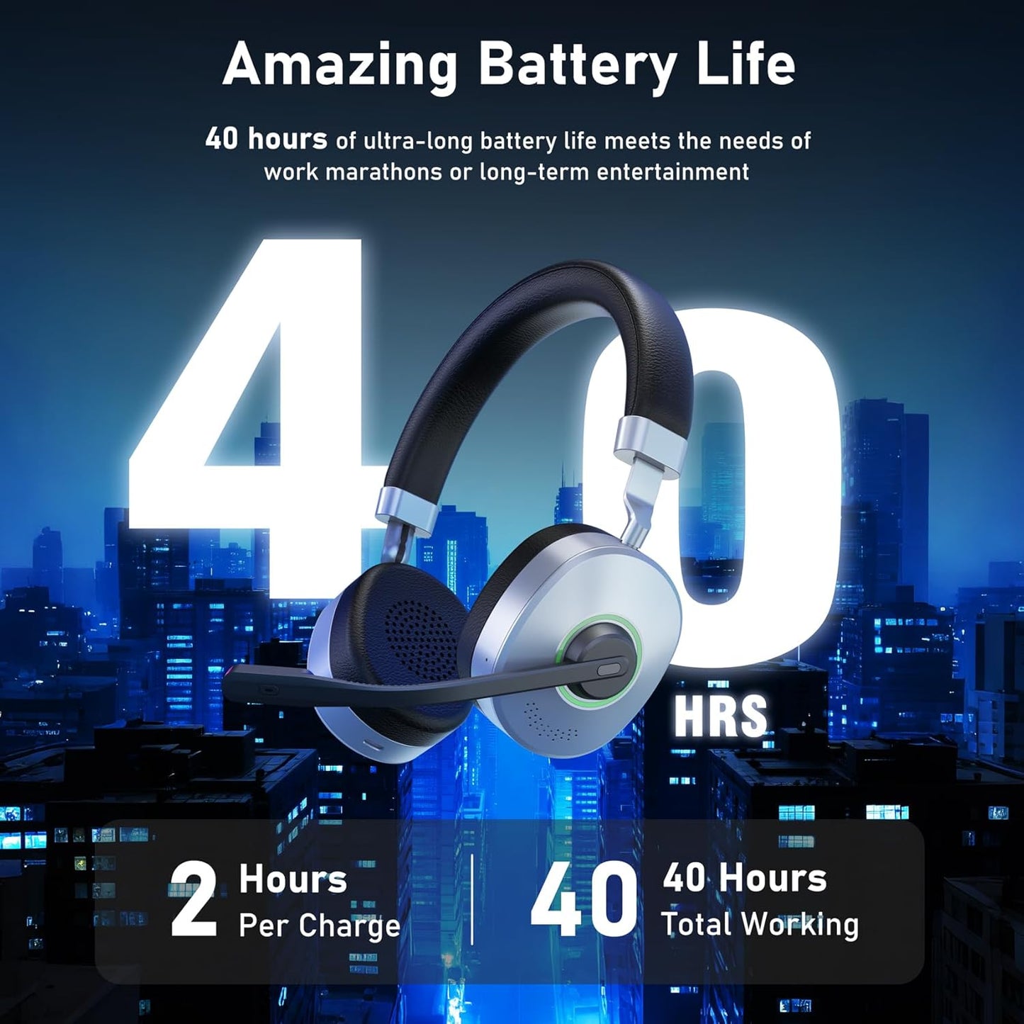 Wireless Headset, Bluetooth Headset with Microphone, AI Noise Cancelling Mic & USB Dongle, Wired/Wireless Headphones with Mute Button, Bluetooth V5.3 Headphone with Mic for Computer/Office/Home/Phone