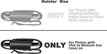 DeBin Holster for iPhone 17 17 Pro 16 16e 16 Pro 15, 15 Pro 14 13 12 11 X Xs 10 XR, Galaxy S25 S24, S23, S22 - Cell Phone Belt Holder Clip Case Pouch Cover (Fits Cellphone with Case on) Black