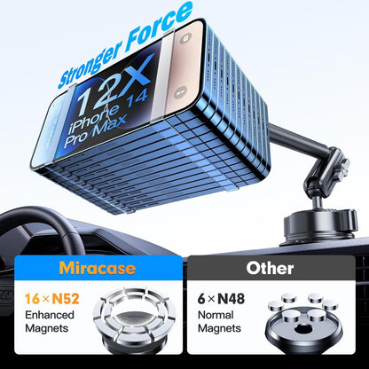 isuke for MagSafe Car Mount, [80+LBS Strongest Suction & Ultra-Durable] [16 Strongest Magnets] Aluminum Alloy Magnetic Phone Holder for Car Dashboard Windshield for iPhone Samsung All Smartphones