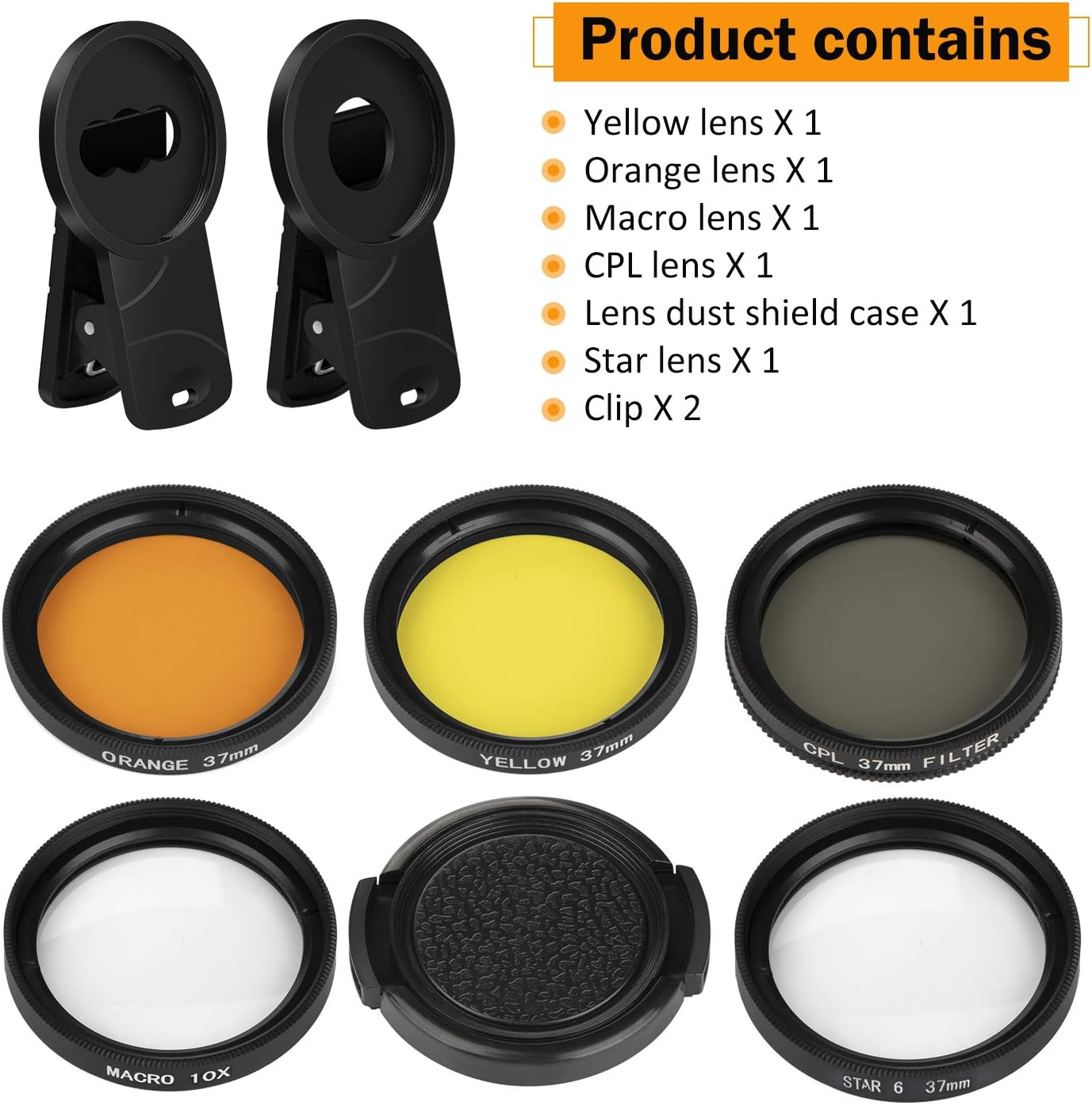 Reef Coral Lens Phone Kits 5 Lenses Kit 1 Dust Shield Case 2 Lens Clips