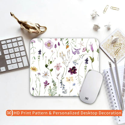Square Mouse Pad Beautiful Flowers Plants, Personalized Premium-Textured Custom Mouse Mat Design, Washable Mousepad Cloth, Non-Slip Rubber Base Computer Mouse Pads for Wireless Mouse