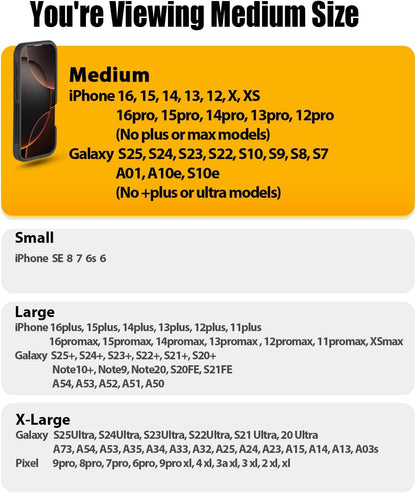 PiTau Holster for iPhone 16 & Pro 16e 15 15pro 14 14pro 13 13pro 12 12pro, Samsung Galaxy S25 S24 S23 S22, Cell Phone Belt Holder Case with Clip, ID Card Pouch Protective Cover for Men, Black Medium