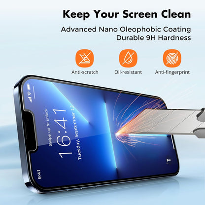 UNBREAKcable Screen Protector for iPhone 16e/iPhone 14/ iPhone 13/13 Pro, Shatterproof Tempered Glass [99.99% HD Clear] [9H Hardness] [Easy Installation Frame] for iPhone 6.1" - 2 Pack