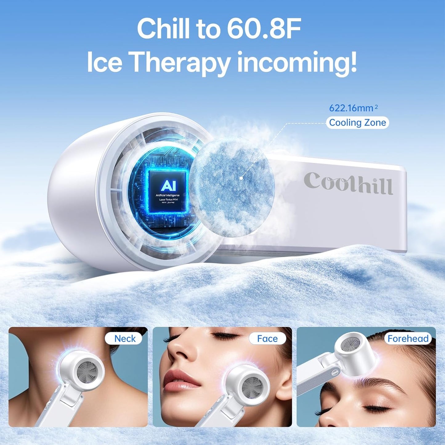 Handheld Portable Fan with Ice Cooler: 100-Speed 5500mAh Rechargeable Handheld Fan, 12H Time Hand Cooling Personal Fans with 20000 RPM Air Turbo Tech for Travel Outdoor (White)