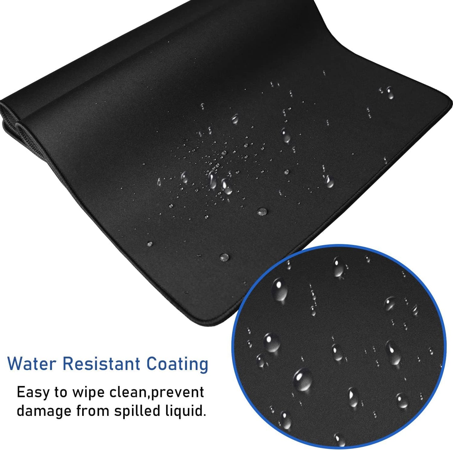 Large Extended Gaming Mouse Pad with Stitched Edges, (31.5X15.7In) Durable Non-Slip Natural Rubber Base, Waterproof Computer Keyboard Pad Mat for Esports Pros/Gamer/Desktop/Office/Home-Black