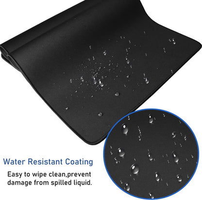 Large Extended Gaming Mouse Pad with Stitched Edges, (31.5X15.7In) Durable Non-Slip Natural Rubber Base, Waterproof Computer Keyboard Pad Mat for Esports Pros/Gamer/Desktop/Office/Home-Black