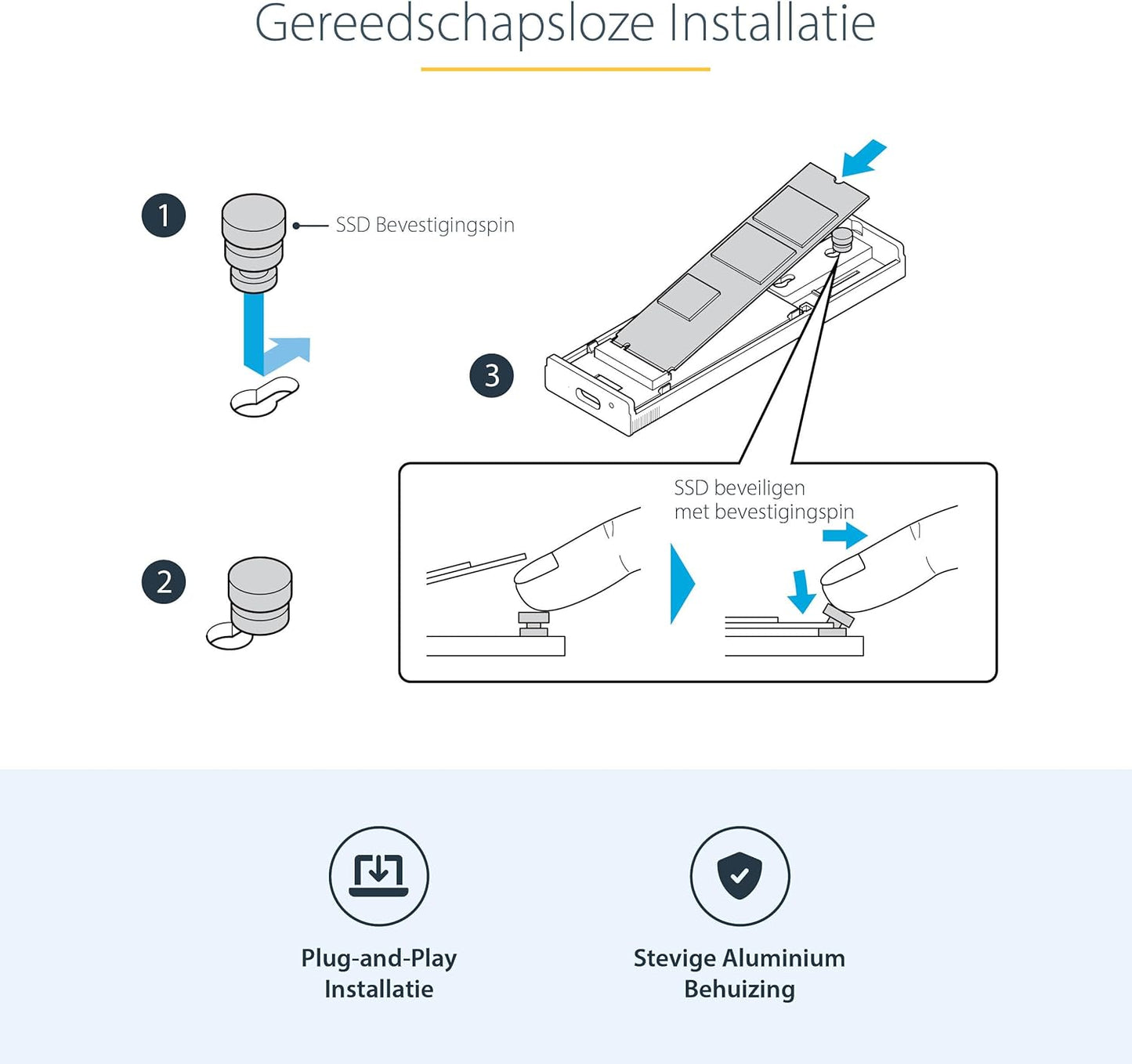 StarTech.com USB-C 10Gbps to M.2 NVMe or M.2 SATA SSD Enclosure - Tool-free External M.2 PCIe/SATA NGFF SSD Aluminum Case - USB Type-C&A Host Cables - Supports 2230/2242/2260/2280 (M2-USB-C-NVME-SATA)