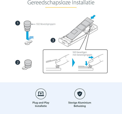 StarTech.com USB-C 10Gbps to M.2 NVMe or M.2 SATA SSD Enclosure - Tool-free External M.2 PCIe/SATA NGFF SSD Aluminum Case - USB Type-C&A Host Cables - Supports 2230/2242/2260/2280 (M2-USB-C-NVME-SATA)