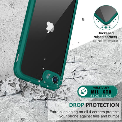 Miracase for iPhone SE Phone Case 3rd/2nd Generation 2022 2020 Full-Body with Built-in Glass Screen Protector, Heavy Duty 360° Protective Shockproof Bumper Cover for iPhone 8/SE, Green