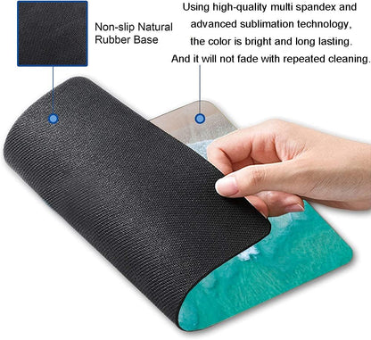 Beach Mouse Pad Custom Design, Square Waterproof Non-Slip Rubber Base Mouse Pad for Office Laptop, 9.5"x7.9"x0.12" Inch (Sea Waves)